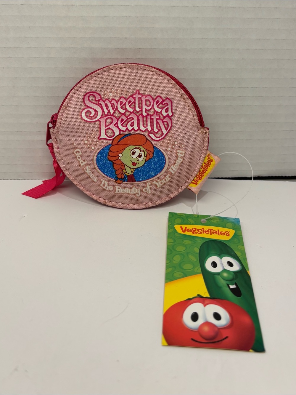 VeggieTales Sweet Pea Beauty Kids Coin Purse Toy Zip Pouch Big Idea Vintage